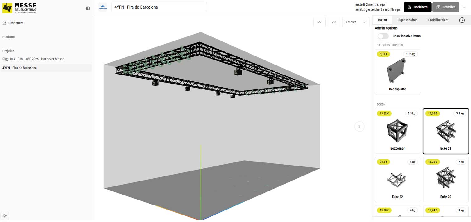 Messebeleuchtung Konfigurator